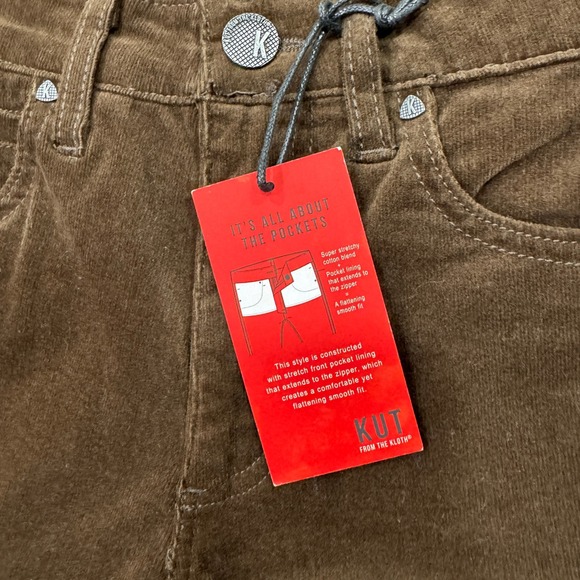 Kut from the Kloth Pants Womens 0 Brown Corduroy High Rise Diana Skinny Fab Ab - Picture 7 of 10